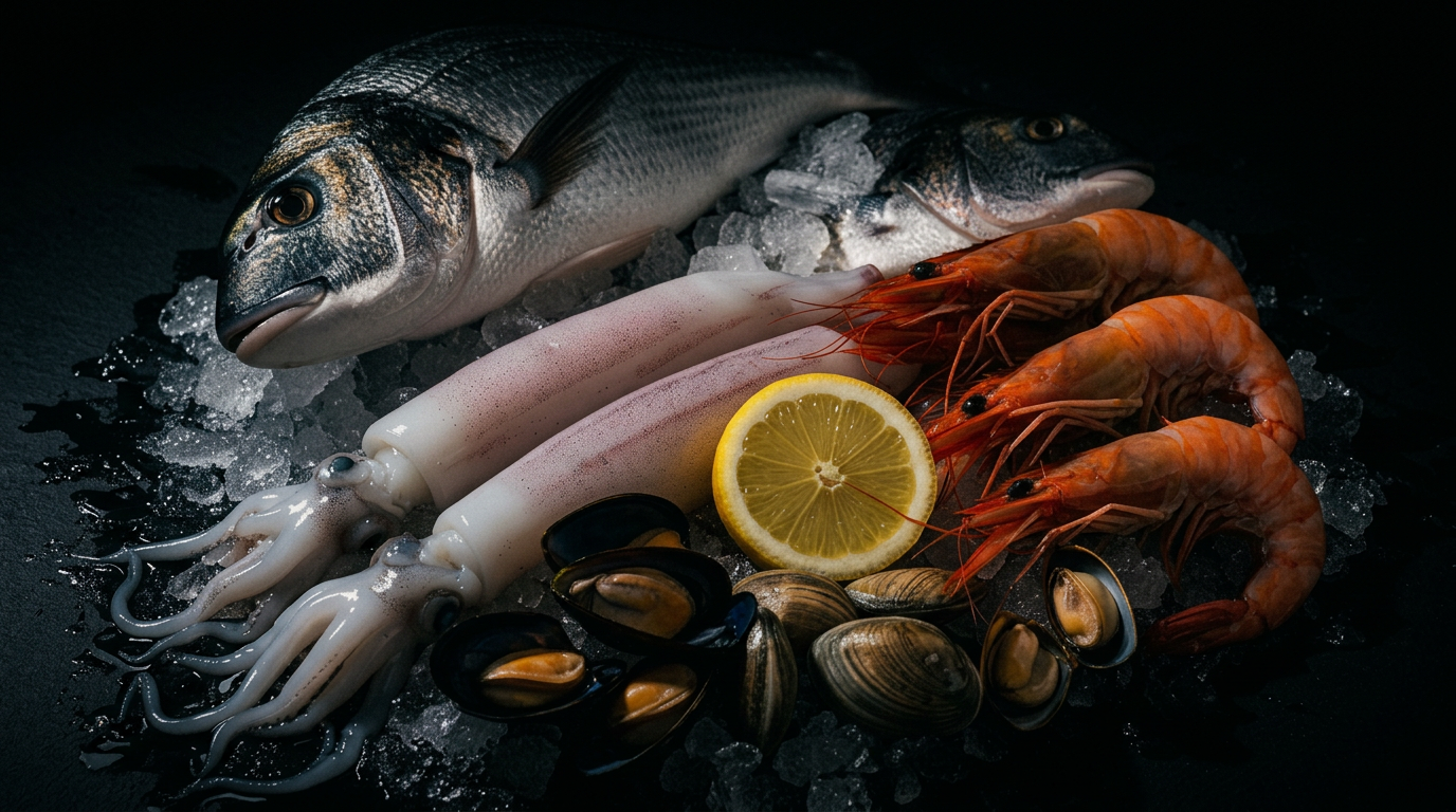 Premium seafood selection on ice